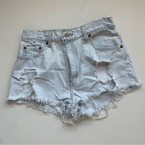 Levi’s light wash distressed denim shorts